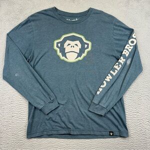 Howler Brothers Shirt Mens‎ Medium Blue Monkey Logo Long Sleeve Casual Hiking
